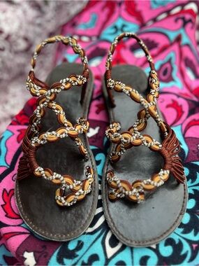 Women’s Brown Braided Strap Sandals